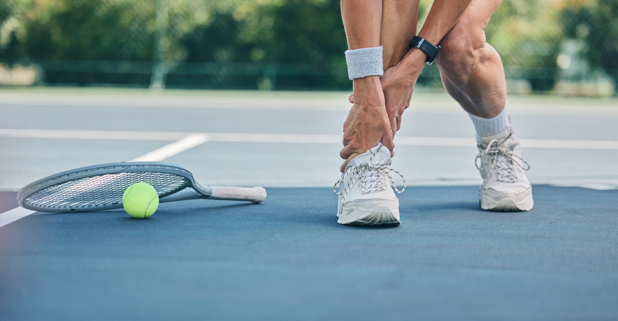 Tennis,Player,Or,Woman,With,Ankle,Pain,On,Sports,Ground